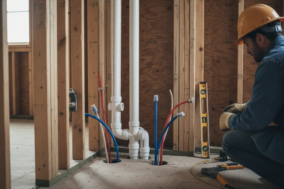 Drain and supply rough-in during Toilet Repair and Installation in Anson