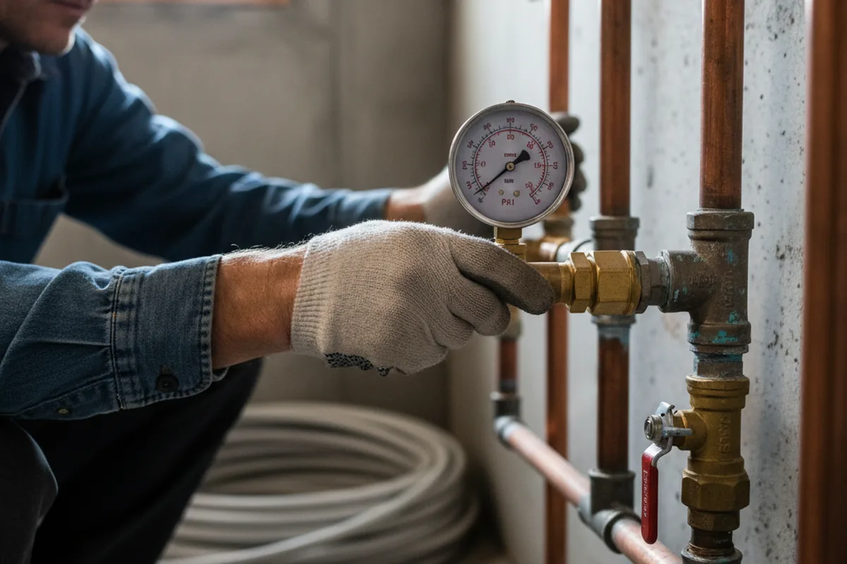 Pressure testing a repaired line during Water Line Repair in Anson